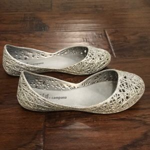 Mel Dreamed by Melissa shimmer silver shoes